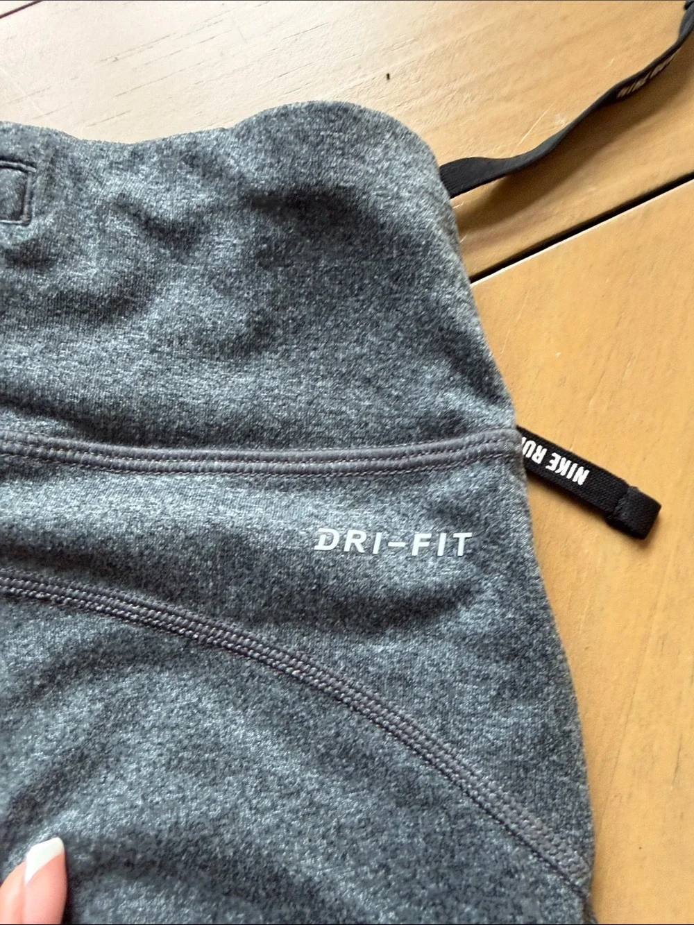 Nike Gray Heather Performance Leggings with Reflective Swoosh
